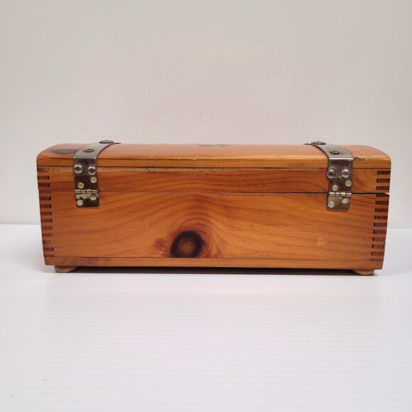 Jewelry Box Treasure Chest Wood Sail Boat Ship Cedar Metal Bands Swivel Lock - Picture 6 of 11